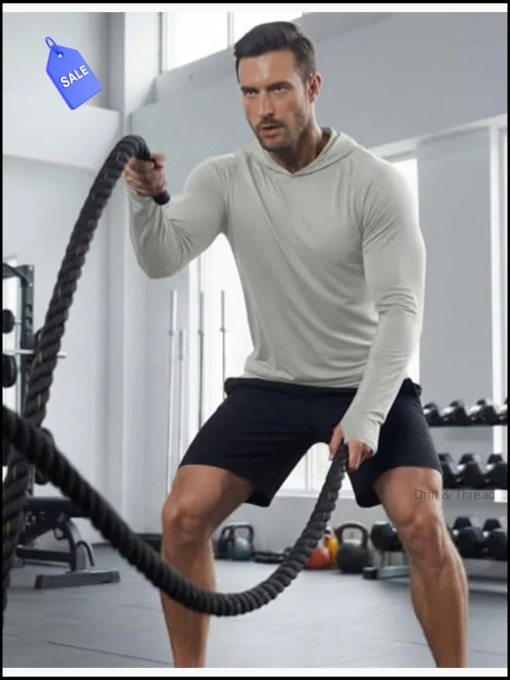Men's UPF 50+ Long Sleeve Sun Protection Hoodie Rash Guard